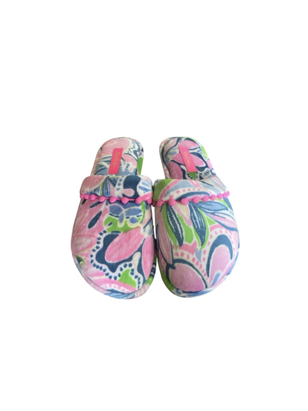 Lilly Pulitzer Womens Swizzle Colorful Slipon Slippers SZ 5/6 Soft Preppy Comfy